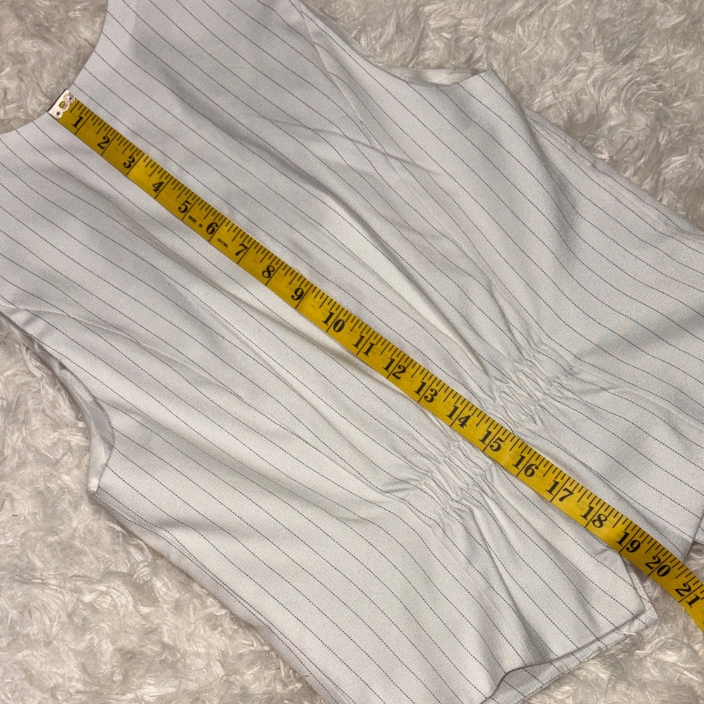 Steve Madden Off White Pinstripe Button Vest - Picture 5 of 6